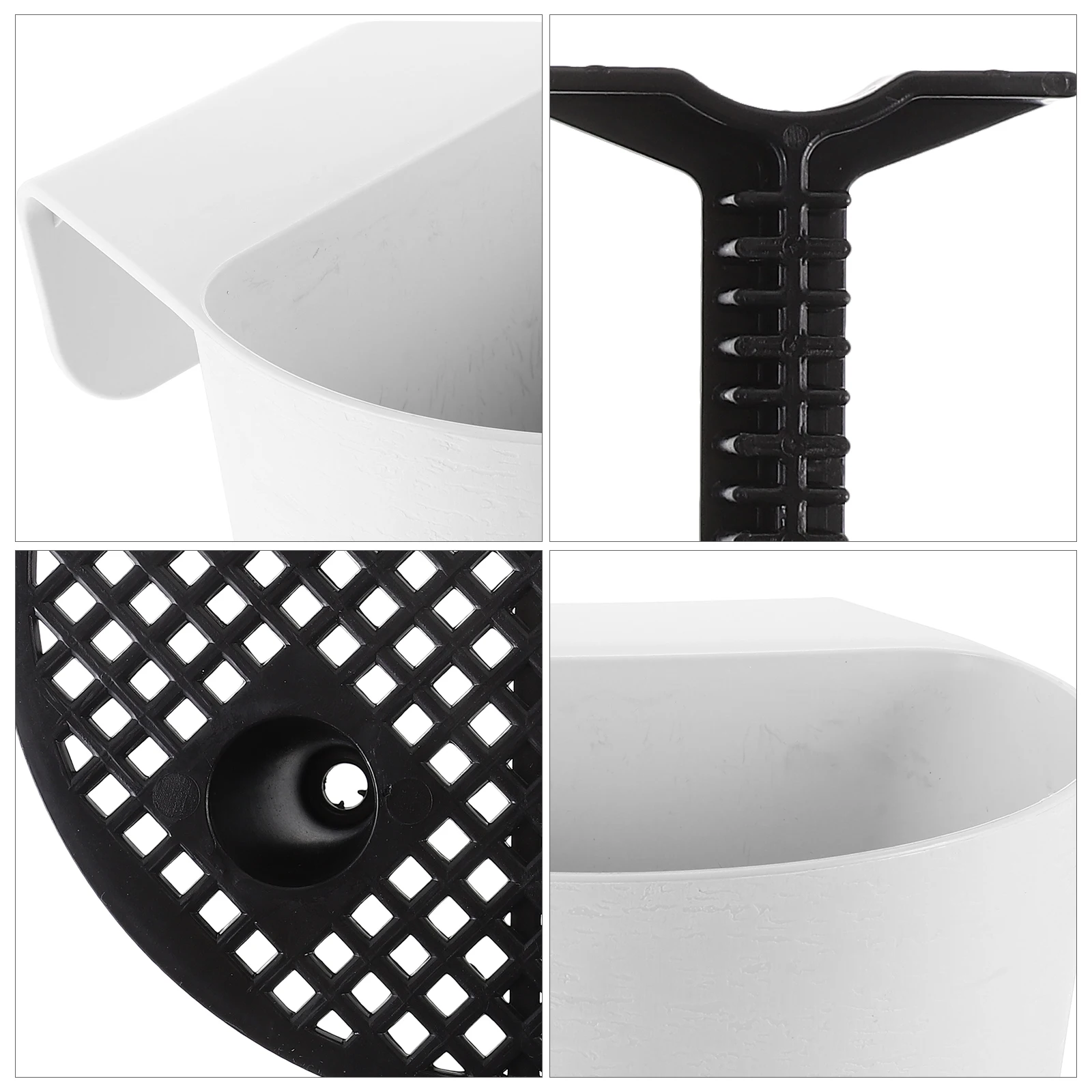 

Hanging Plant Pot Railing Planter Black Round Thickened Design Water Tray for Balcony Garden Indoor Decor
