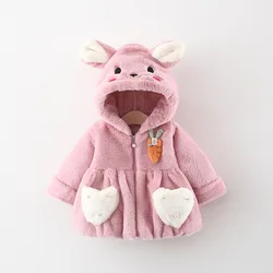 Baby Girl Clothes Cute Ears Plush Baby Jacket Autumn Winter Warm Hooded Girls Coat Christmas Little Princess Outerwear