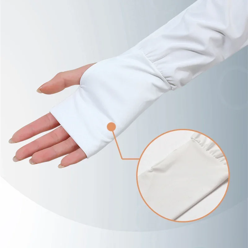 UPF 50+ Summer Sun-Protective Ice Silk Sleeve Gloves Unisex Men Women Breathable UV-Resistant Arm Sleeves for Driving Cycling