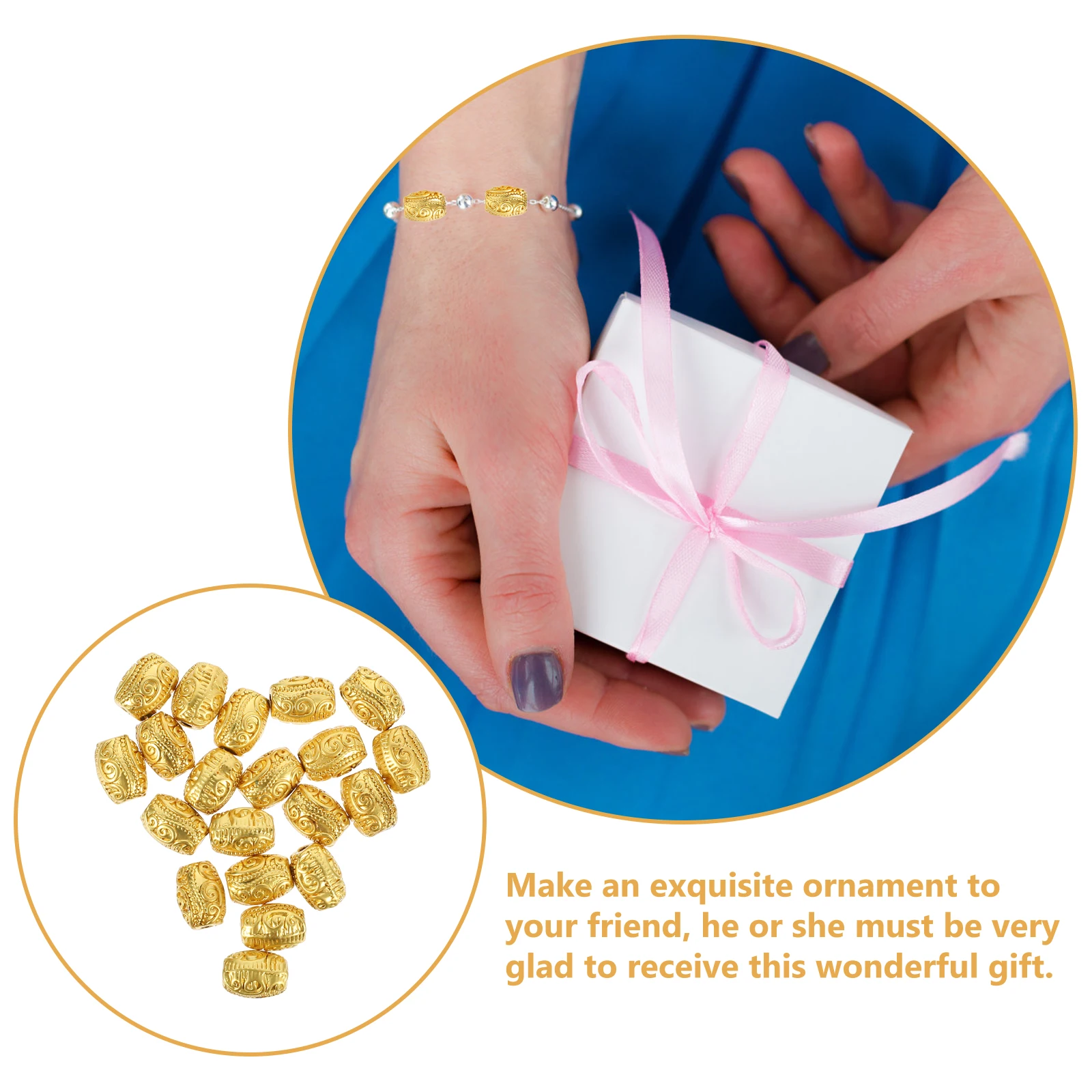 

20pcs Retro Bucket Spacer Beads Gold Plated Jewelry Making DIY Crafts Bracelet Necklace Keychain Alloy Metal for Accessories