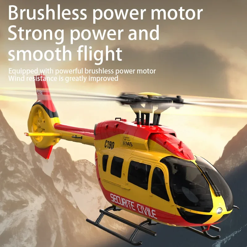 C190 Six Channel Controle Remoto Helicóptero, Posicionamento de Fluxo Óptico, Duplo Brushless Direct Drive, Modelo Aircraft Toy, Novo