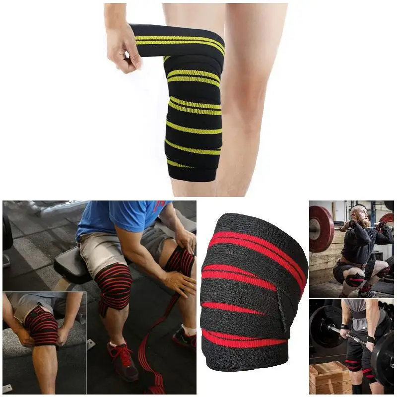 2 Pcs Weightlifting Knee Wraps Gym Workout Fitness Compression Knee Support Straps