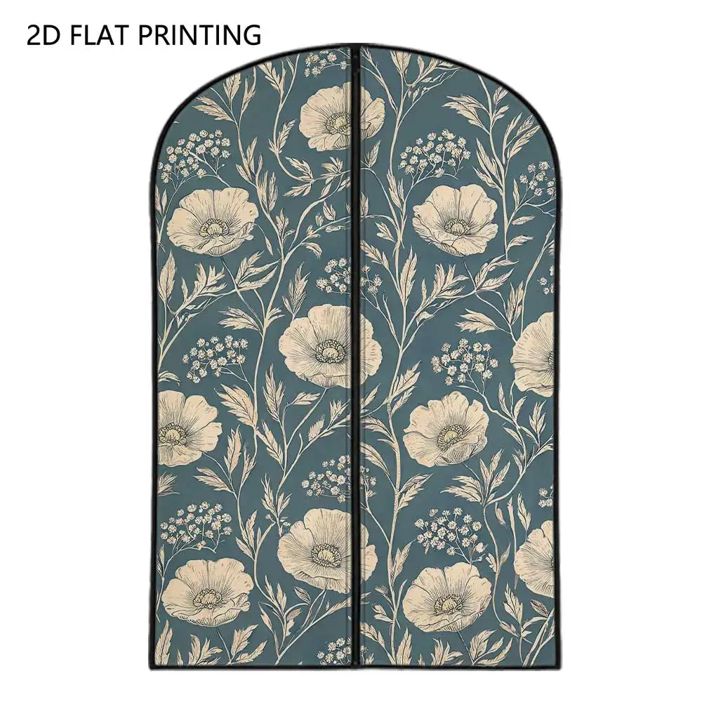 1pc vintage poppy Compressed Dust Cover Clothes Compression Hanging Storage Bag Household Wardrobe Organizer