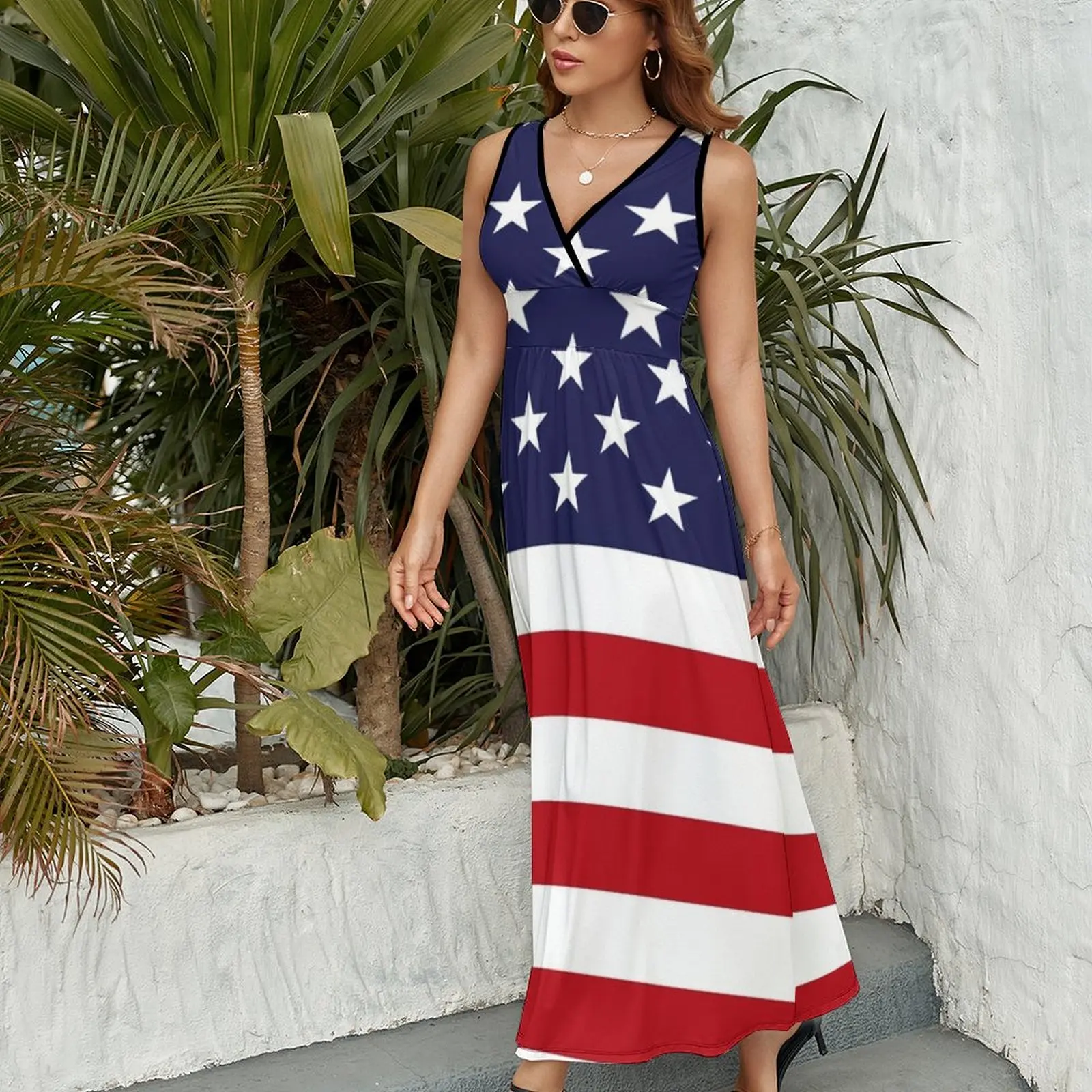 Vestido sin mangas de la bandera americana para mujer, vestidos de noche, vestidos de moda para mujer