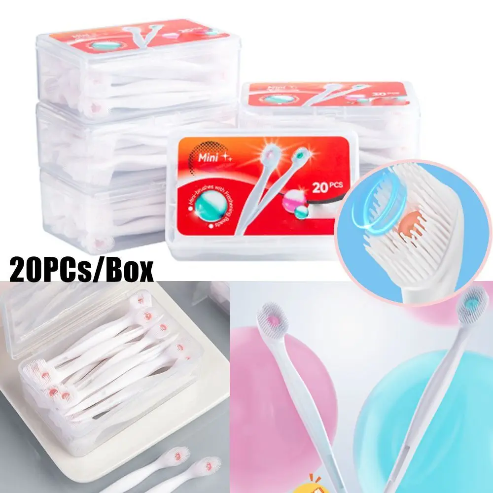 with Freshening Bead Mini Travel Toothbrush Oral Hygiene Care Disposable Prepasted Toothbrush Portable Peach Flavor