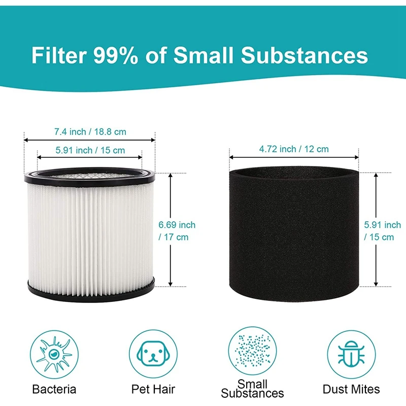 店舗用の交換用フィルターカートリッジ、ウェットおよびドライ掃除機に適合、5ガロンおよび上記、90304 90350 90333
