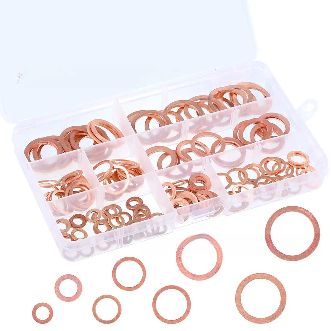 165pcs Copper Crush Gasket Kit M6-M20 Oil Drain Seal Washer Set For Automotive Fuel Line Hydraulic Plumbing Fasteners