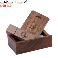 JASTER-unidad Flash USB 3,0 de madera de alta velocidad, Pendrive con logotipo personalizado gratuito, 16GB, 8GB, 64GB, 32GB