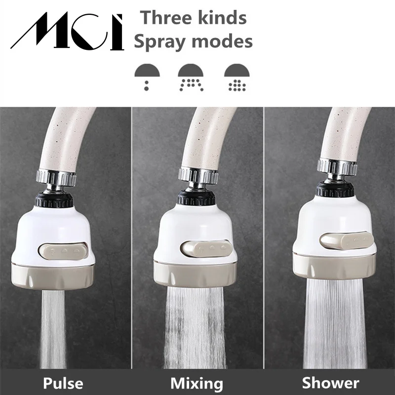 Mci Universal Faucet Aerator Moveable Flexible Tap Head Shower Diffuser 3 Modes For Kitchen Bathroom Water Filter Nozzle Bubbler