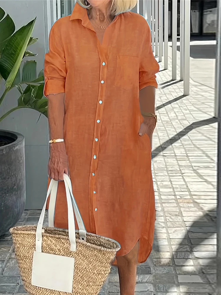 Camicia alla moda Gonna lunga Primavera ed estate Camicia casual a maniche lunghe quotidiana Abito Abiti da donna Abiti da donna