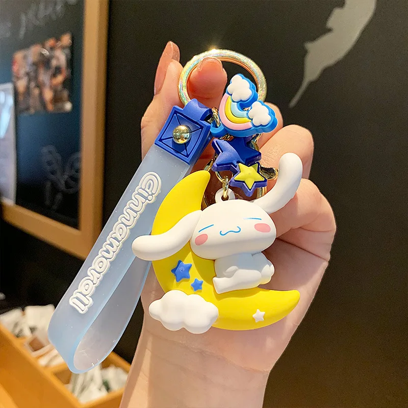 애니메이션 산리오 헬로 키티 멜로디 시나모롤 키체인 귀여운 열쇠고리 자동차 장식 핸드폰 가방 펜던트 장식품 어린이 선물