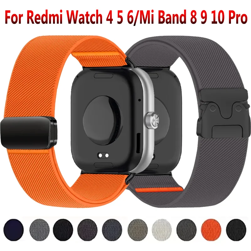 Sport-Nylonarmband für Redmi Watch 6 5 4 mit magnetischer Fallschirmschnalle, elastisches, bequemes Armband, Xiaomi Mi Band 10 9 8 Pro Correa