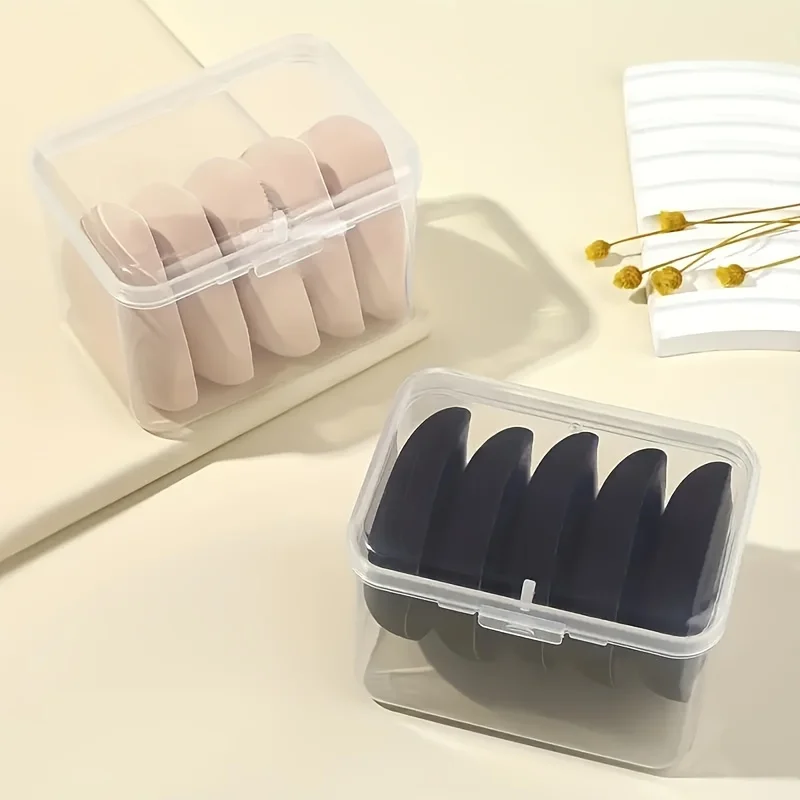 5 szt. Miękkich trójkątnych puszek do pudru wielokrotnego użytku, gąbka do makijażu Beauty Egg Blender do płynnego podkładu w proszku