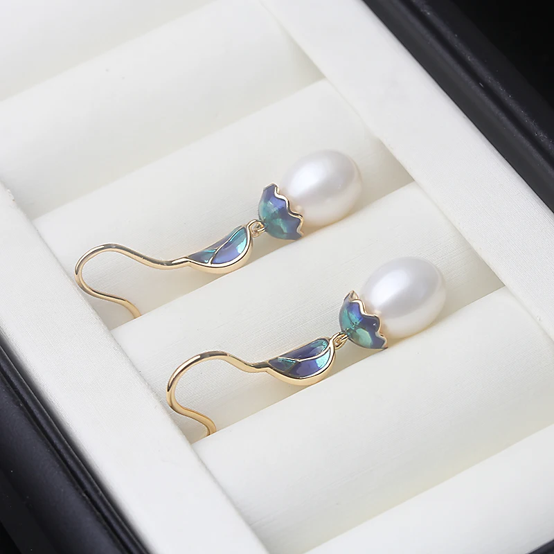 

Genuine Natural Freshwater Pearl Earrings For Women,Silver 925 Earrings with Natural Pearls Wife Girls Birthday Gift White Black