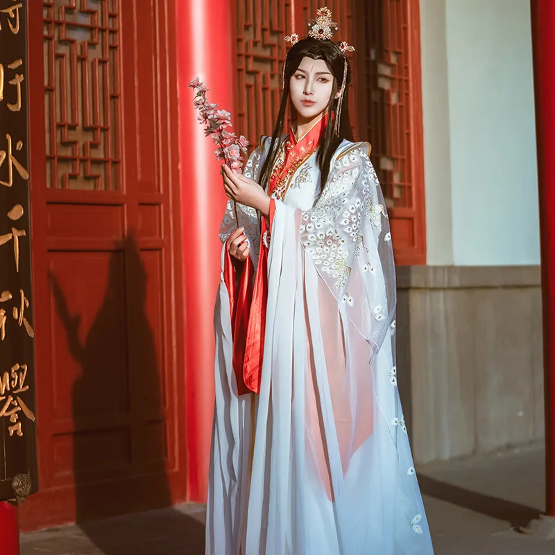 Xie Lian Yue Shen Cosplay Costume, Heaven OfficiaS1 Blessing Crown Prince, Antique Novel Tian Guan Ci Fu Peacock, Perruque Chaussures