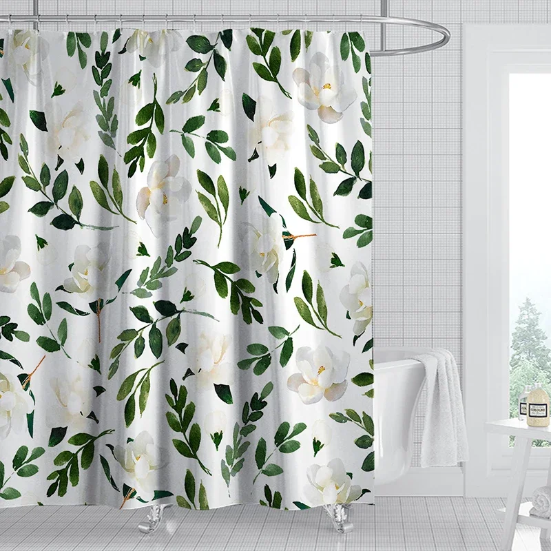 Nordic Shower Curtain Plant Print Curtains Bath Screen Polyester Mildew proof for Home Bathroom Decor Printed Shower Curtain