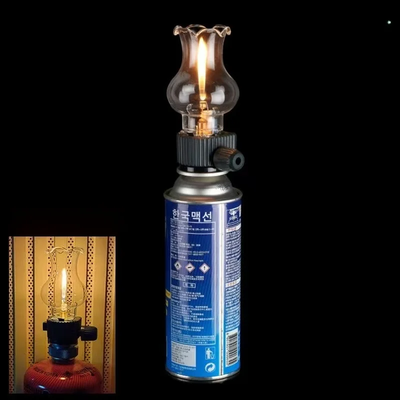 Outdoor Camping Night Light Gas Lamp Head Retro Split Transparent Flower Light Gas Lamp Head Lighter Split Camping Tea Lamp