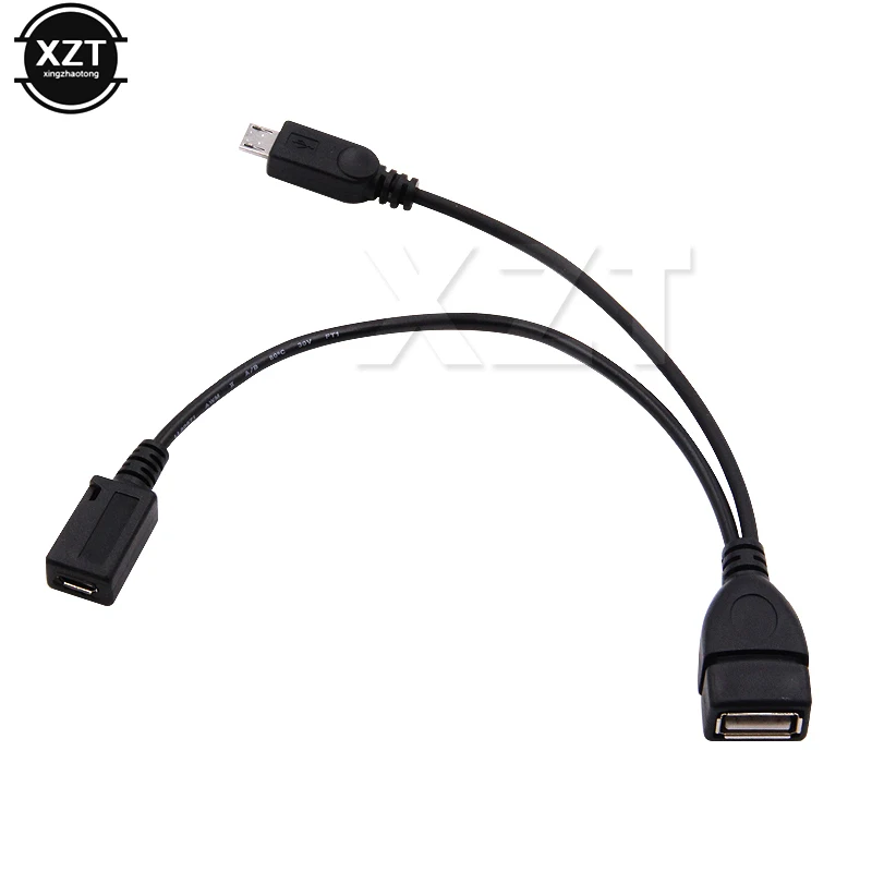 1 in 2 OTG Micro USB Host Power Y Splitter USB Adapter to Mirco 5 Pin Male Female Cable Black for REDMI NOTE4 Sony MEIZU phone