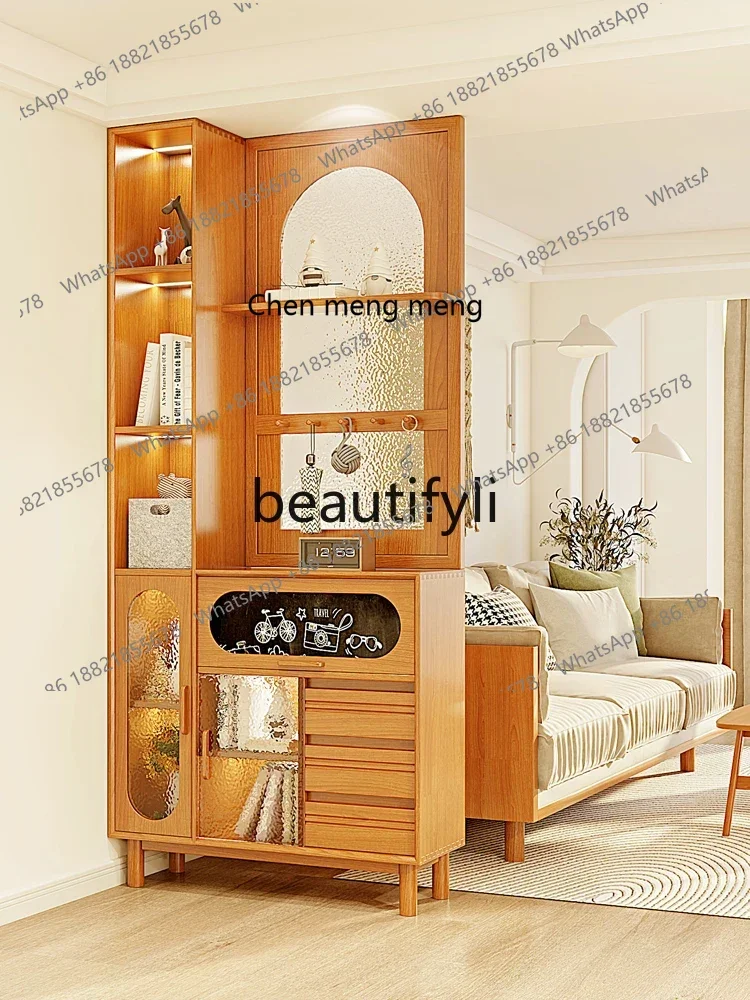 

N178 G Entrance cabinet Livin room sofa Solid wood partition cabinet Entrance door Water pattern lass Small blackboard screen ca