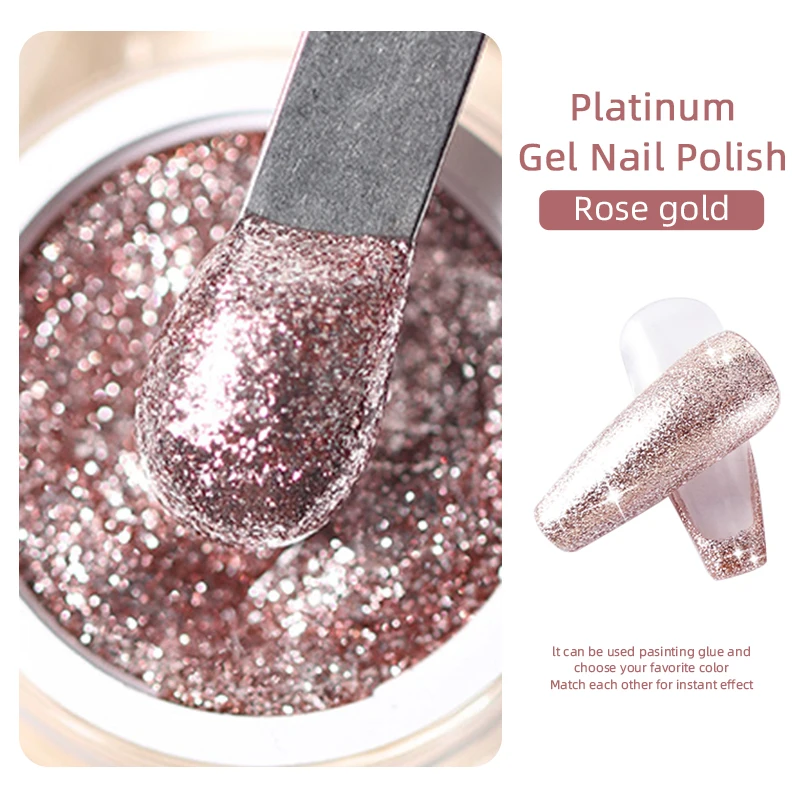New Glitter Gel Polish Shiny Platinum Nail Gel 5ml Nail Art Flashing Soak Off UV Semi Permanent Hybrid Vernis Varnish Lacquer