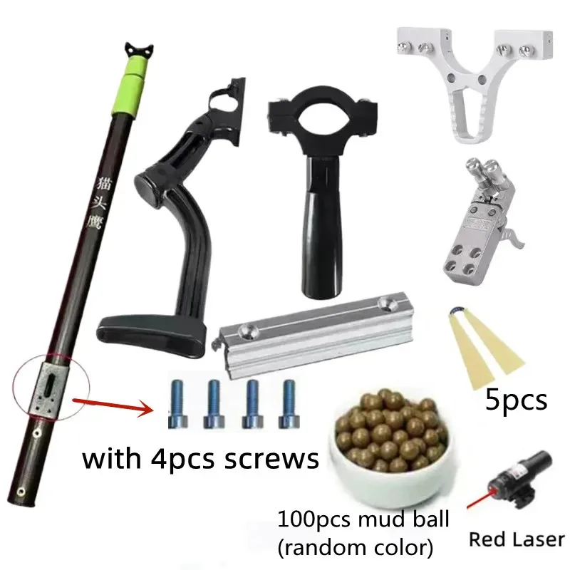 

DIY Long Rod Metal Slingshot Accessories Laser Aiming Shooting Equipment Catapult Multifunction Hunting Slingshot Tools