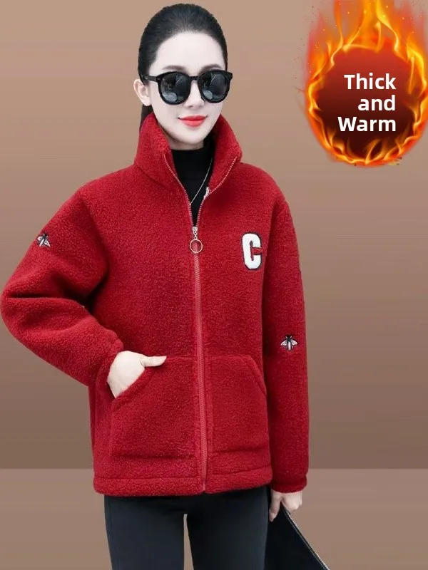 

Зимняя теплая женская куртка из хлопка с подкладкой из овечьей шерсти, однотонная, из полиэфирного волокна, на молнии...