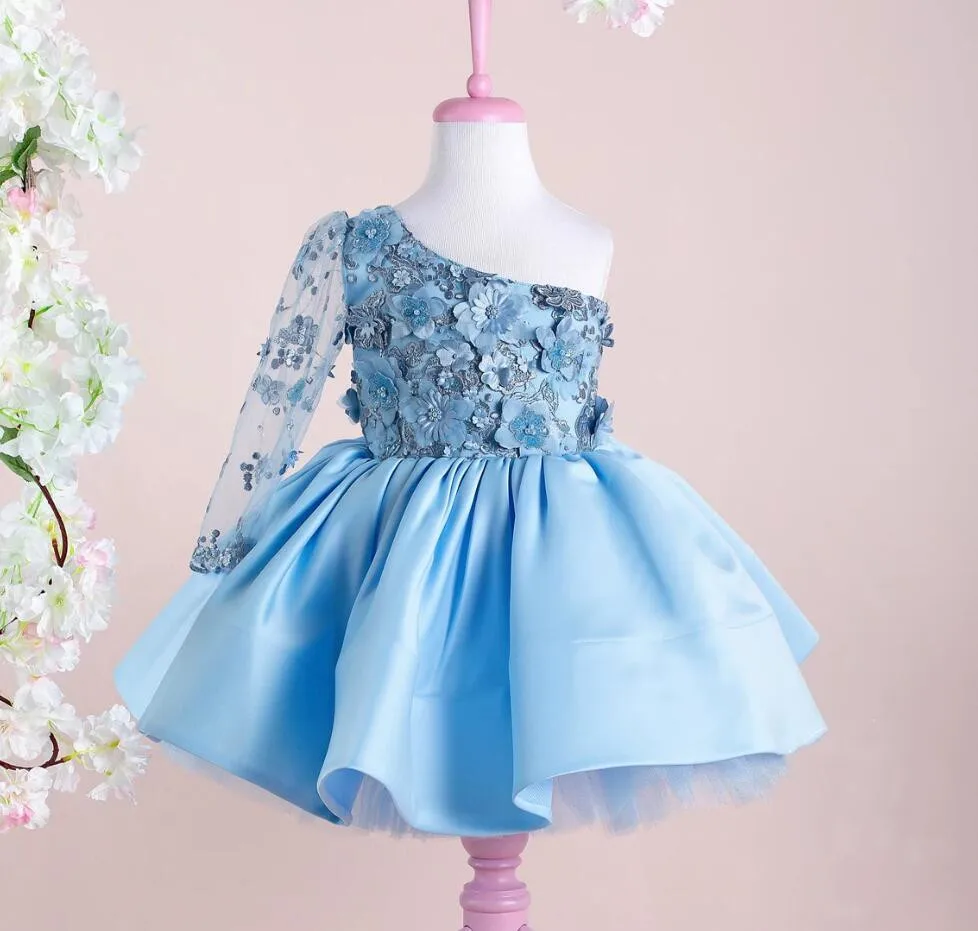 

Long Sleeves Fluffy Baby Girl Dress Kid Birthday Prom Pageant Gown Beautiful Customized Costume 12M 24M