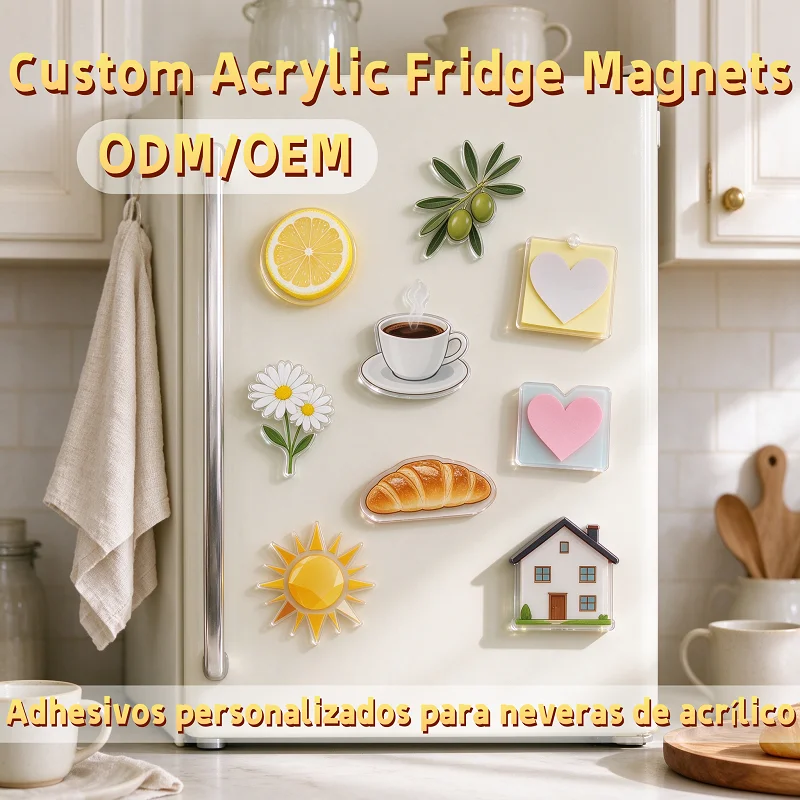 Custom Durable Fridge Magnets High Quality Clear Transparent Acrylic Magnet Customization Holographic Plastic Sticker Magnet Kit