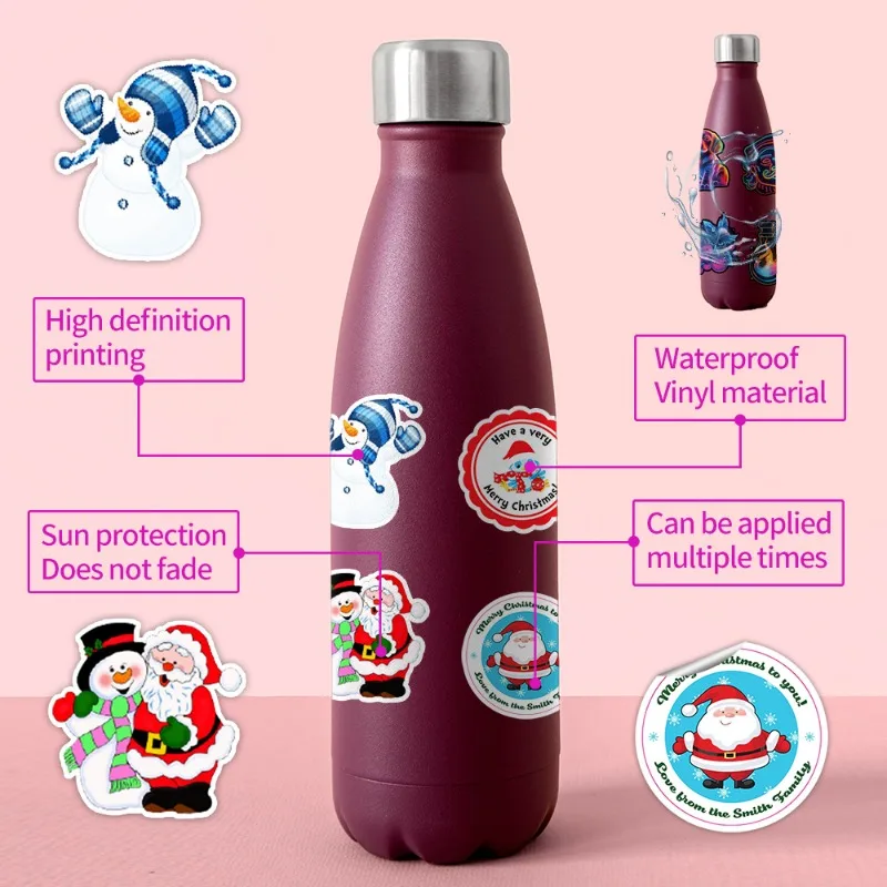 50pcs/set Retro European Cartoon Christmas Item Scrapbook Journal Sticker DIY Decor Luggage Phone Case Decal Cute Kids Gift