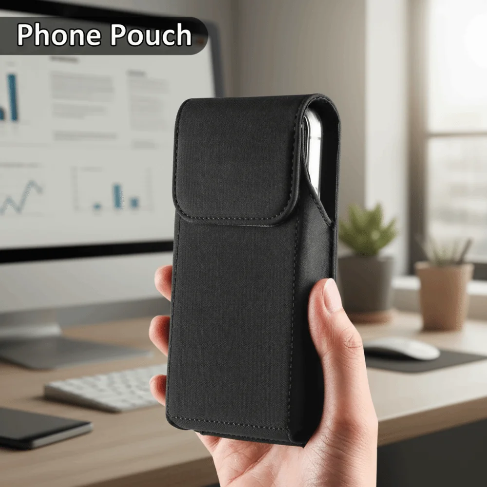 Waist Pack With Hook Mobile Phone Pouch Waterproof Universal Phone Belt Clip Bag Portable Black Phone Belt Hanging Pouch Men view 2