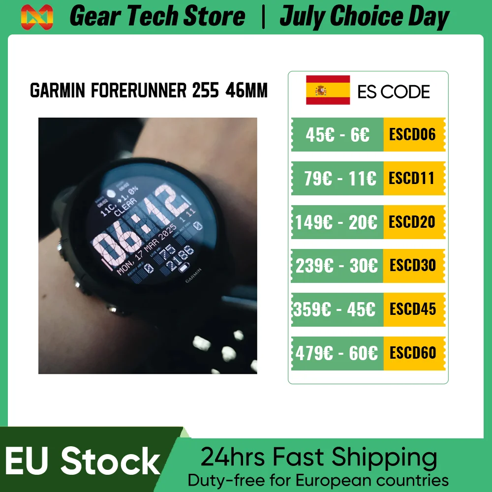 Reloj Deportivo Inteligente Garmin Forerunner 255 de 46 mm con NFC, 4 GB de RAM…