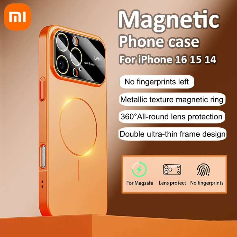 Оригинальный чехол Xiaomi Glass Nano Matte для iPhone 17 16 15 14 13 Pro Max магнитный Magsafe беспроводная зарядка Armor