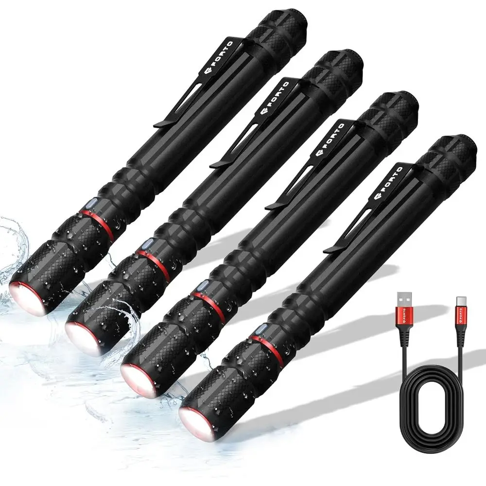 

Перезаряжаемый фонарик-ручка ORTO, 400 люмен, компактный фонарик с клипсой, водонепроницаемый IP67, 2 режима освещения, индикатор заряда батареи на 3 цвета