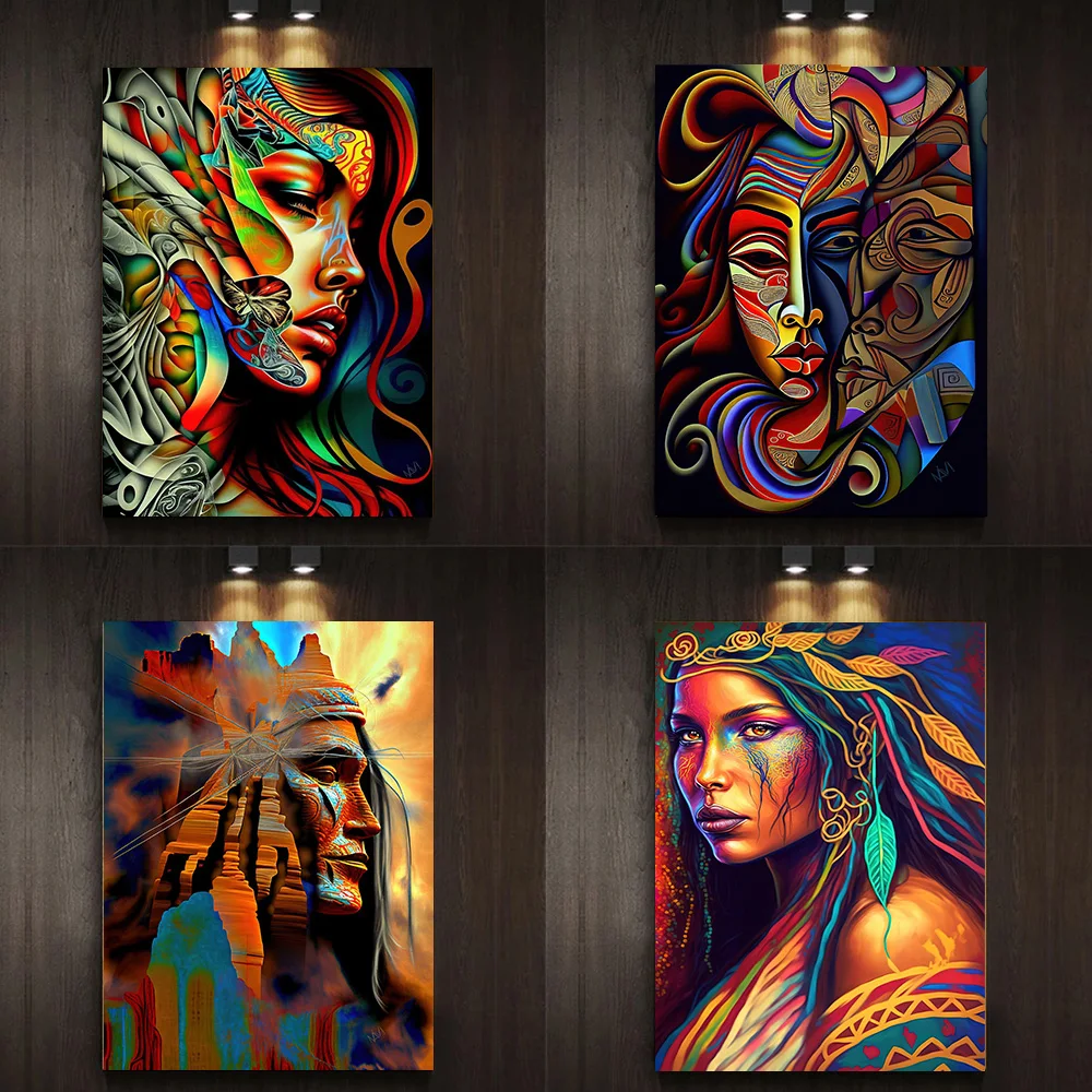 Graffiti Art Mystical Aztec Treasure Princess Abstract Canvas Paintings Wall Posters Prints Living Room Home Pictures Decoration