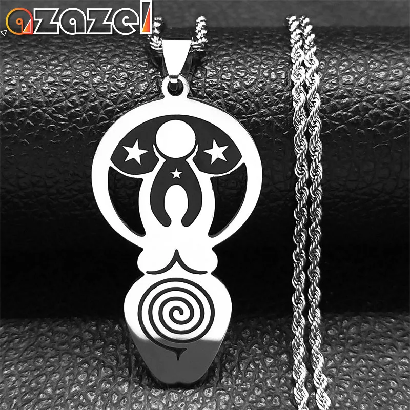 

Wiccan Triple Moon Goddess Necklaces for Women Men Stainless Steel Witchcraft Amulet Talisman Necklaces Jewelry Collar N7551S08