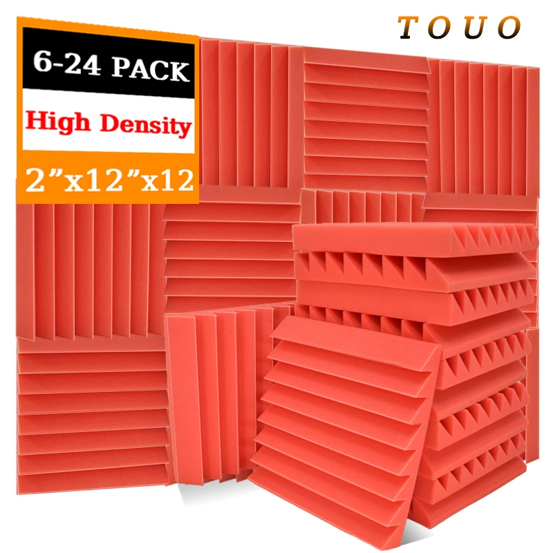 

TOUO Acoustic Panels For Wall 6-24Pack Self-adhesive Acoustic Insulation Foam Padding Musical Recording Studio Home Decoration