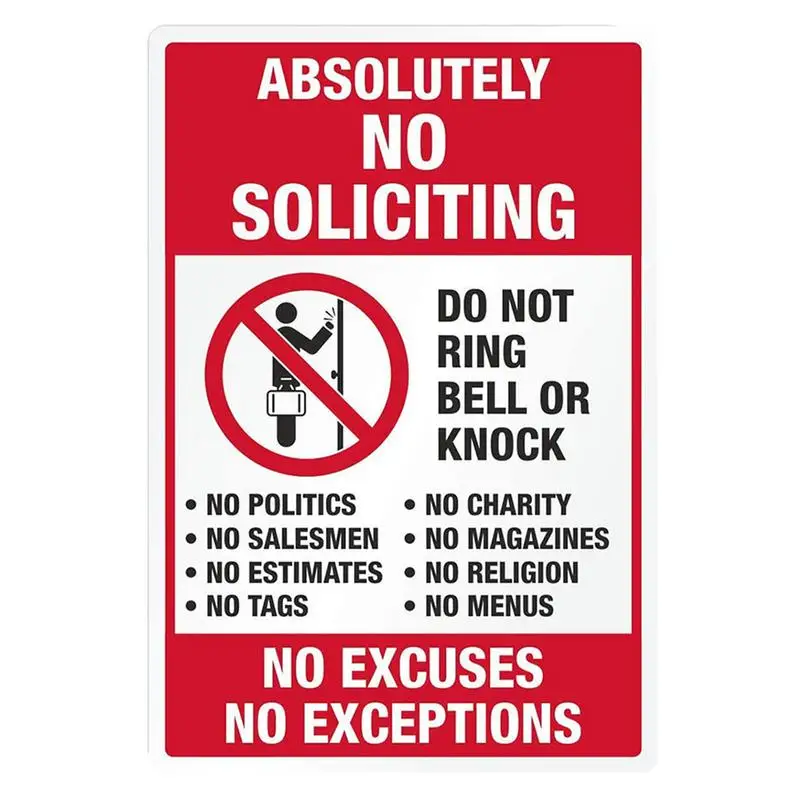 No Soliciting Front Door Sign Sticker Waterproof PVC Ban On Selling Sign Sticker No Salesman Logo For Home Business Door Wall