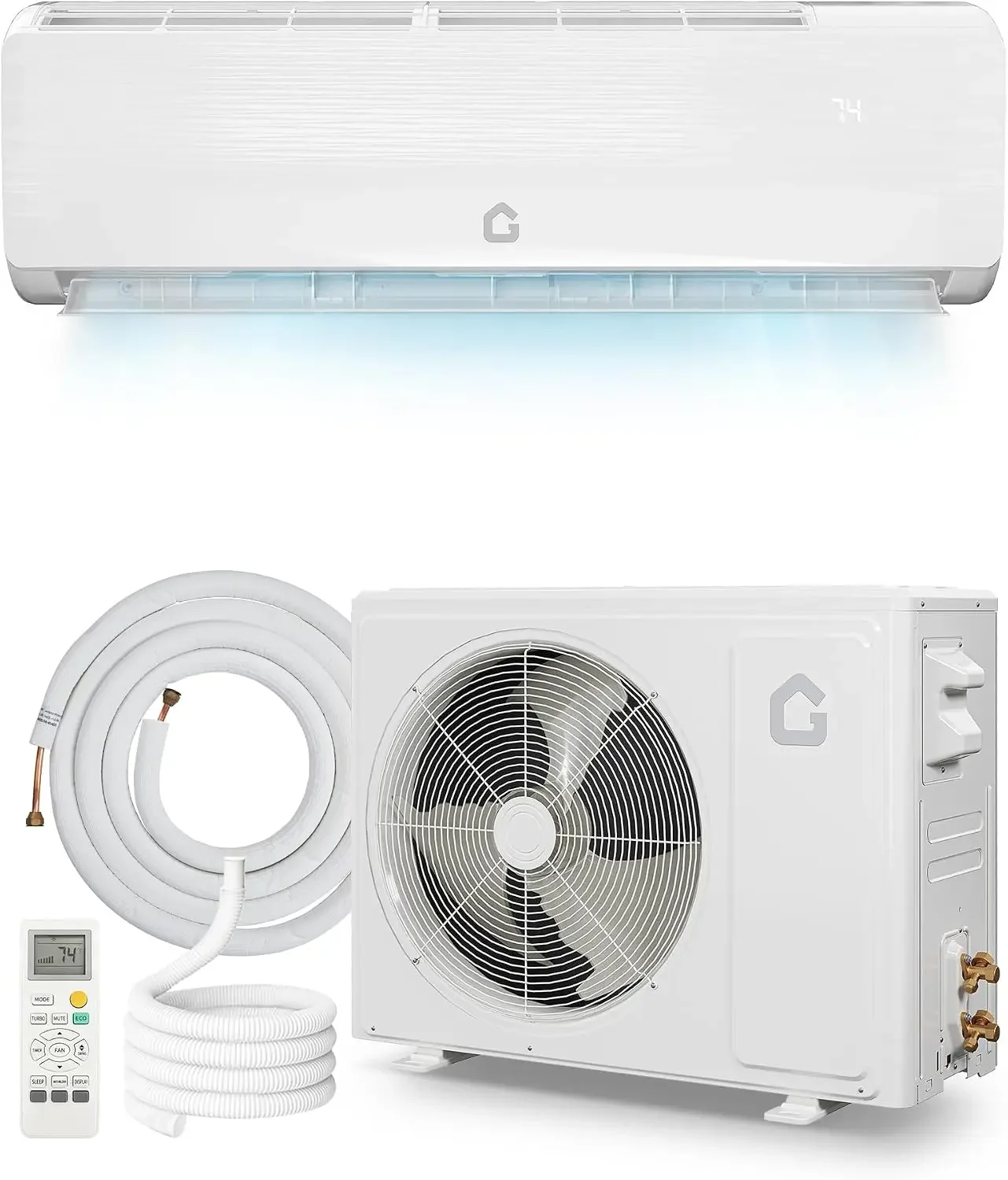 Mini Split Air Conditioner Garvee 18000 BTU 19 SEER2 Ductless Inverter 230V with Heat Pump Cools Up to 1250 Sq Ft White AC Spare Parts