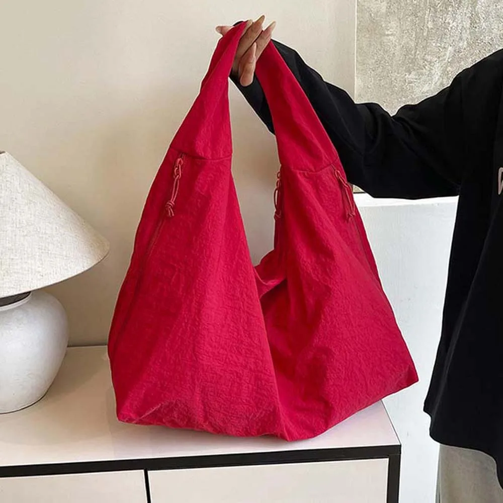 

Повседневная нейлоновая сумка на плечо с двойной молнией, дизайн в японском стиле, большая вместительная сумка, мягкая сумка с несколькими карманами