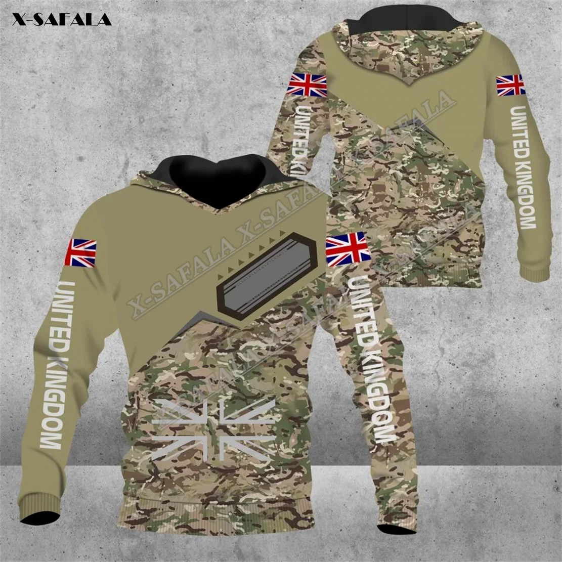 

British Unit Kingdom Army Veteran Soldier 3D Print Hoodie Men Shirt Pullover Sweatshirt Hooded Jersey Tracksuits Outwear Coat