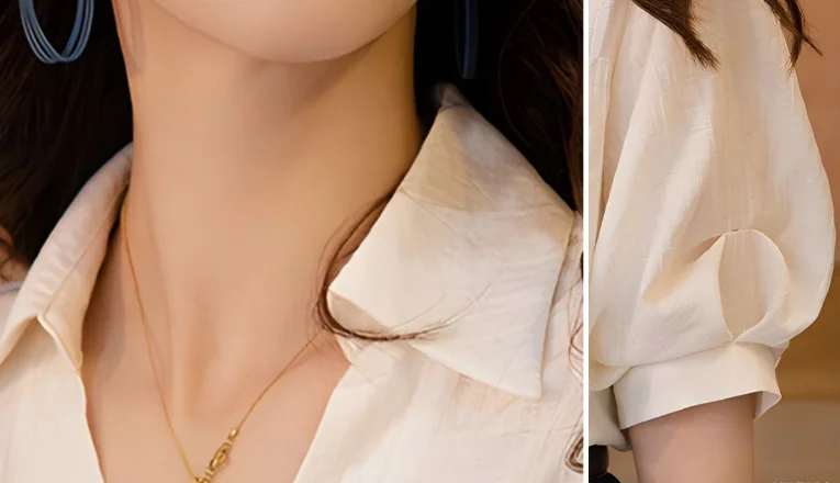 Solid color short sleeved shirt loose top