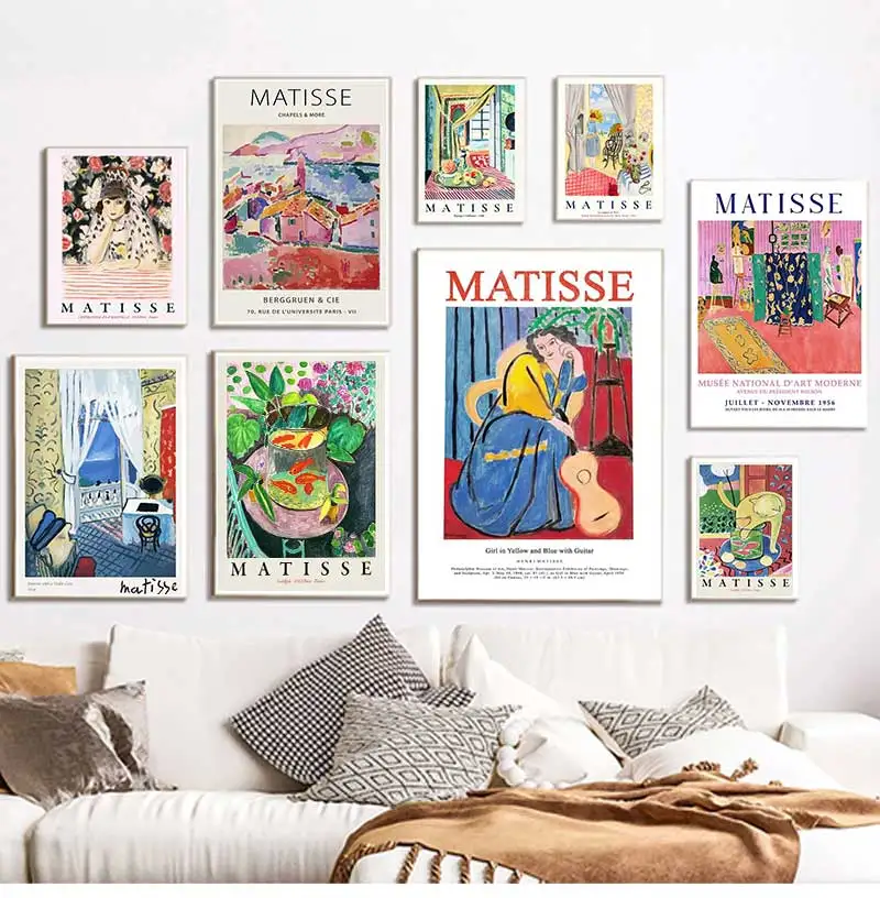 Scandinavian Classic Vintage Wall Art Matisse Monet Fish Garden Water Lilies Poster Prints Home Bedroom Living Room Decoration