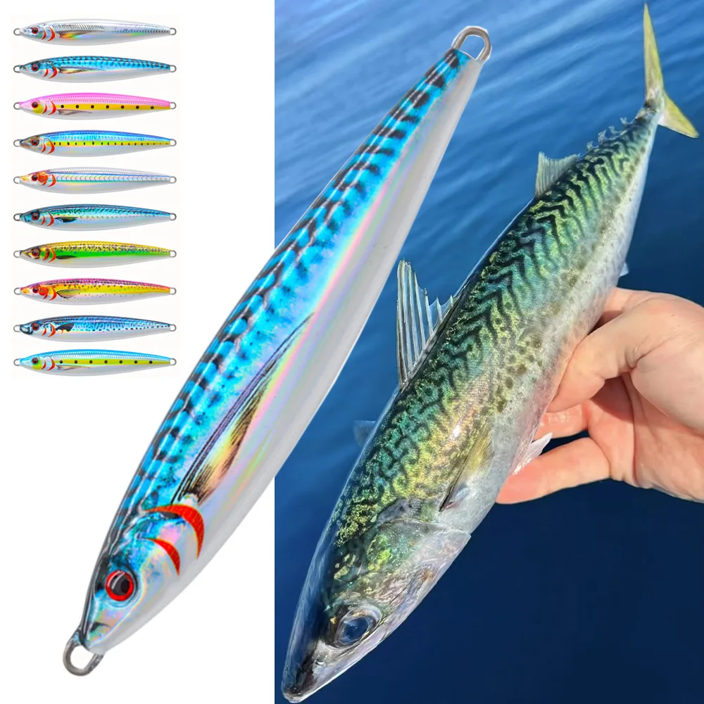 Metal Jig Slow Pitch Shore Jigging 30g-150g Mackerel Tuna Lure Saltwater Vertical Fishing Jigpara Hard Bait for Mahi Wahoo