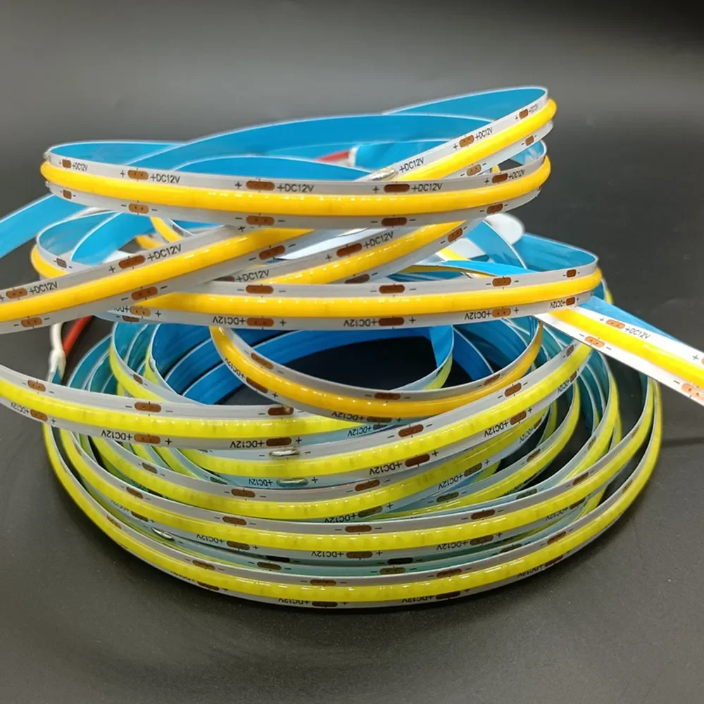 12V 24V COB LED Strip 384 528 Chips/M High Density Flexible FOB Red Green Blue Warm Nature Cool White Linear Dimmable Light