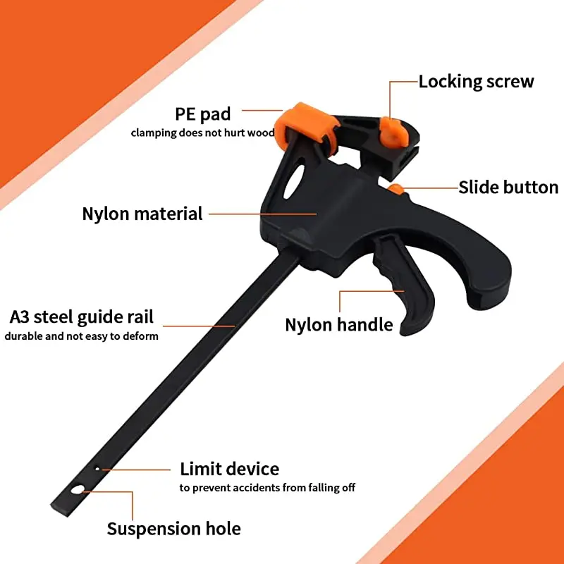 5Pcs 4 Polegada Quick Ratchet Lançamento Clip Kit Ajustável Handheld WoodWork Bar Braçadeira Spreader Gadget DIY Mão Carpintaria Ferramentas