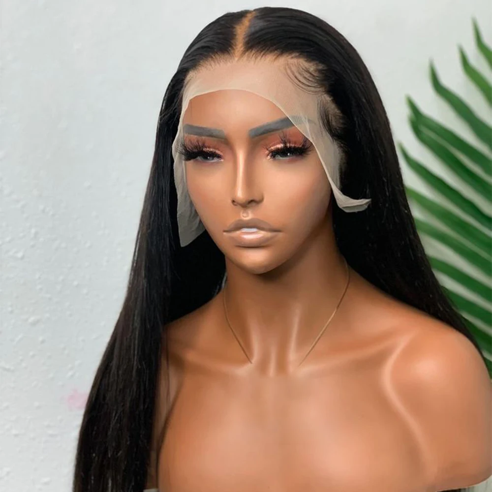 مستقيم الدانتيل الشفاف شعر مستعار أمامي 34 بوصة 13x6 الدانتيل الباروكة الأمامية 200 الكثافة مستقيم البرازيلي خصلات الشعر المستعار الإنسان قبل قطعها