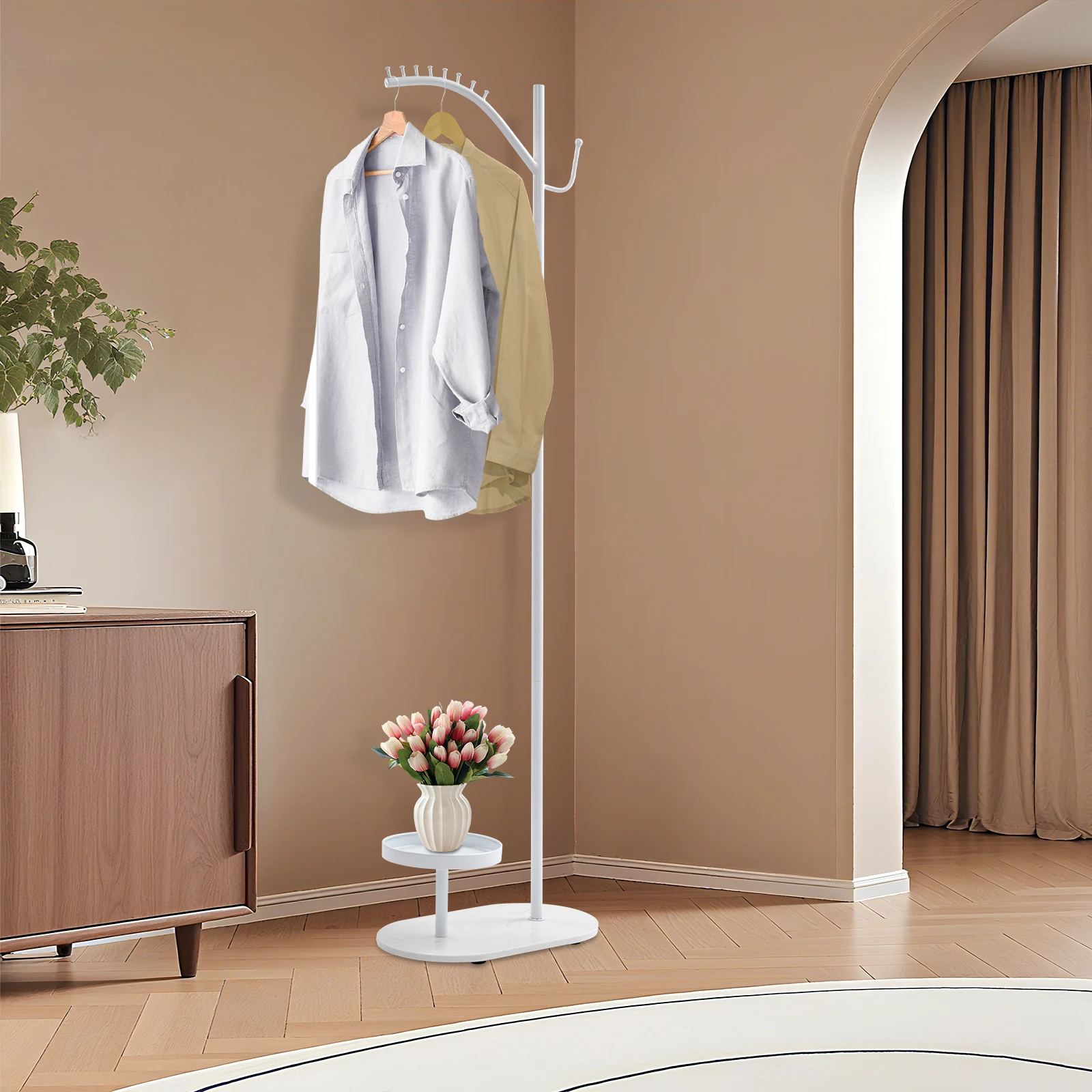 

Metal Household Standing Clothes Coat Rack, Bedroom Hanging Clothes Hanger, Floor Standing