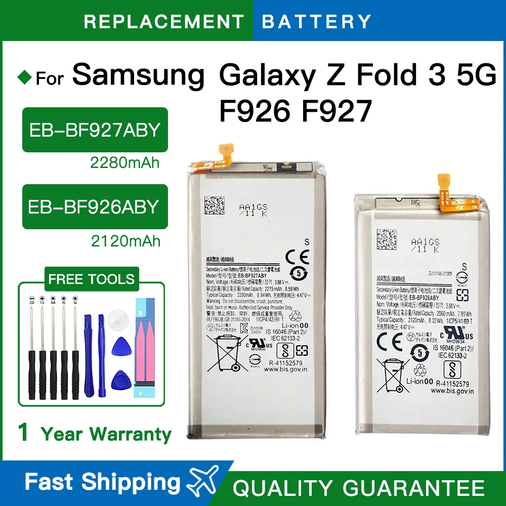 

Genuine EB-BF926ABY EB-BF927ABY replacement Battery For Samsung Galaxy Z Fold 3 5G F926 F927 mobile Phone Battery+Free kits