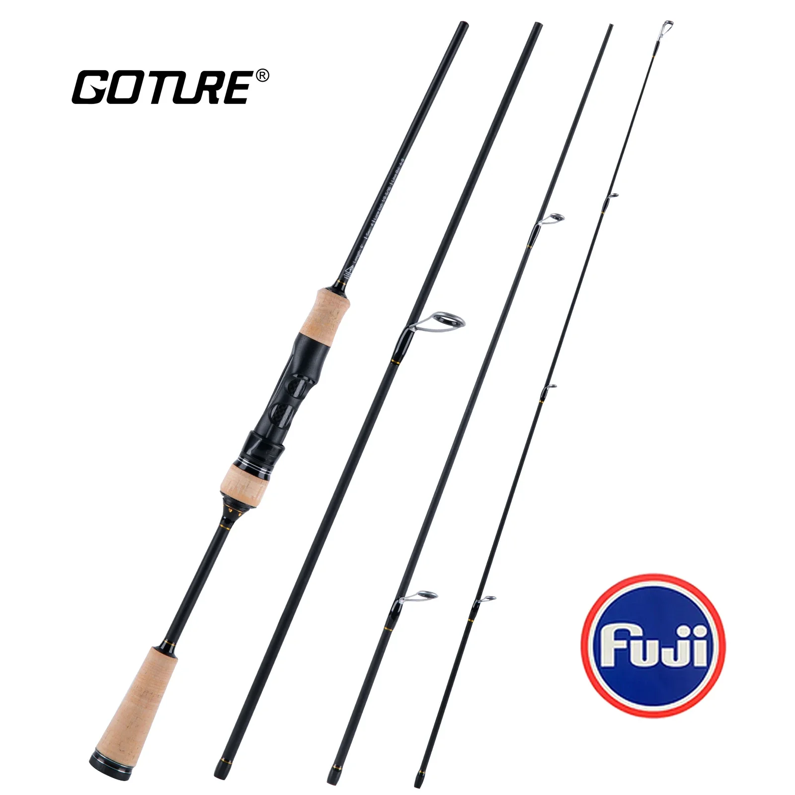 Goture DELIGHT 1.8m-2.2m Fuji Guide Ring Trout Fishing Spinning Rod UltraLight Wooden Handle Pole Saltwater Freshwater