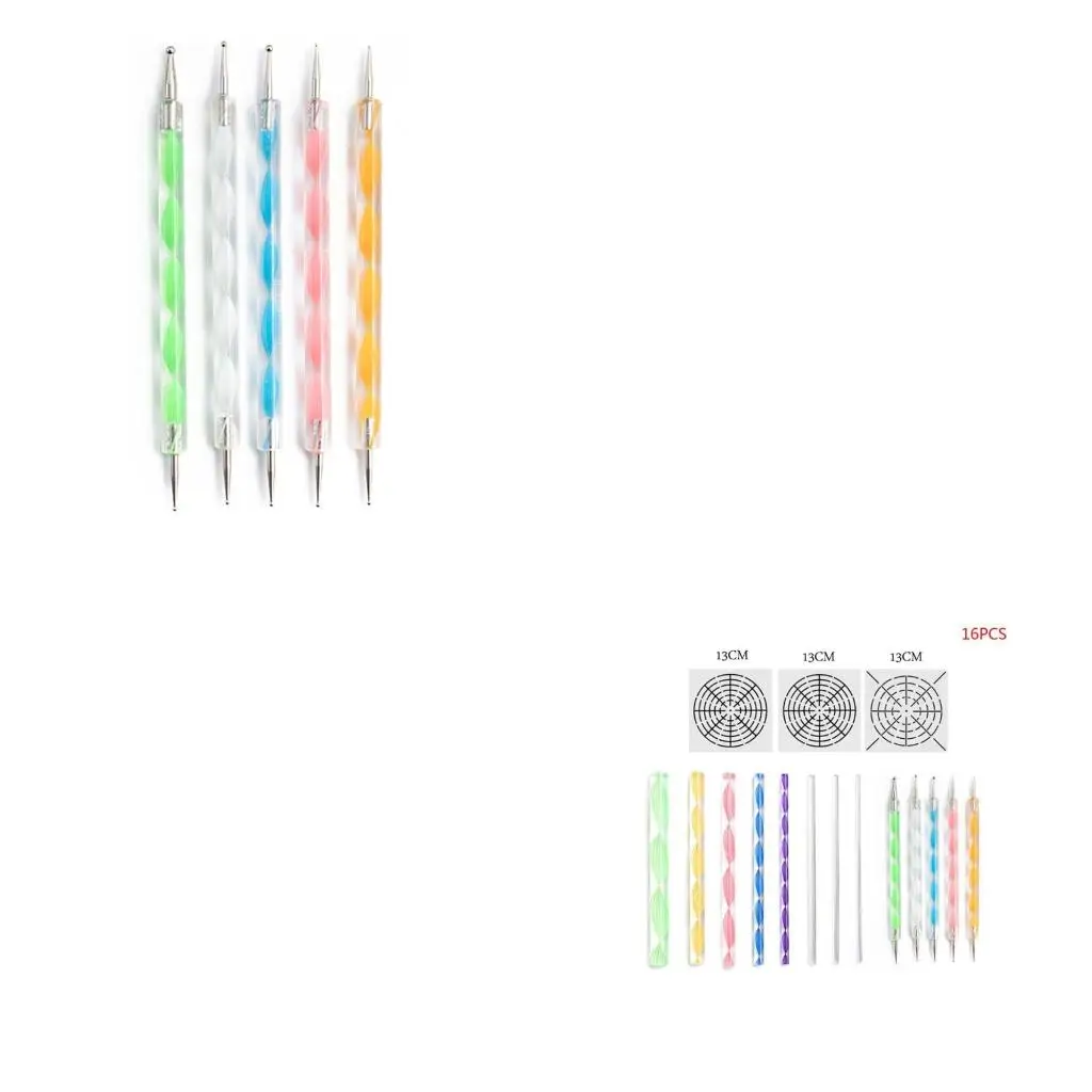  16pcs Stone Mandala Dotting Tools for Painting Rock Stone Pen Embossing Starter Drawing Stencil Template Brush Tray Kits
